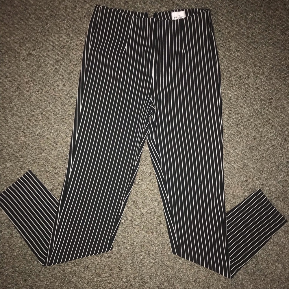 Black and white fitted pants